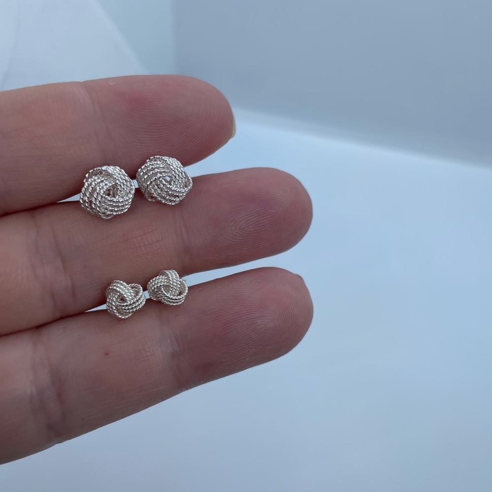 Sterling silver love knot earrings